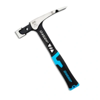Image of OX Pro 20 Ounce Ultrastrike Brick Hammer Robust Striking Power, Vibration Dampening Bridged Neck, Ultimate Durability with One Piece Steel Handle, Ergonomic Non Slip Grip, and Enhanced Safety Features