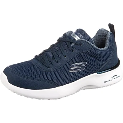 Image of Skechers Women&#039;s Skech air Dynamight Fast Brake Trainers,Navy Mesh / White Trim,8 UK