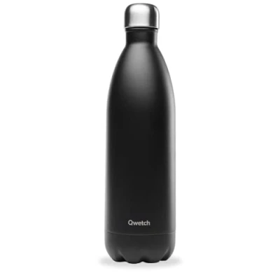 Image of Qwetch Insulated Originals Bottle Matt Black 1L Stainless Steel 24h Cold and 12h Hot Waterproof, BPA Free &amp; Reusable