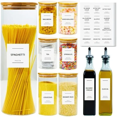 Image of 356 Pantry Labels UK Based Ingredients Waterproof Jars Kitchen Containers Perfect Jar Storage &amp; Organisation