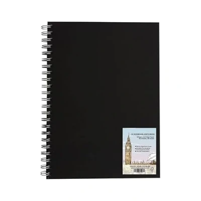 Image of DJP A5 Sketch Book, 130gsm Cartridge Paper Hardback Wiro Bound Portrait Sketchbook for Drawing &amp; Sketching 40 Sheets/80 Pages