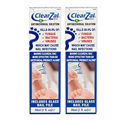 Image of ClearZal Fungal Nail Treatment Antimicrobial Solution 30ml Kills Fungus, Bacteria and Viruses Double Pack