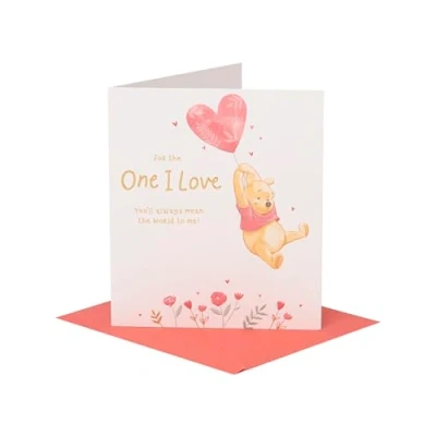 Image of UK Greetings Disney Winnie The Pooh Valentine&#039;s Day Card For One I Love Balloon Design