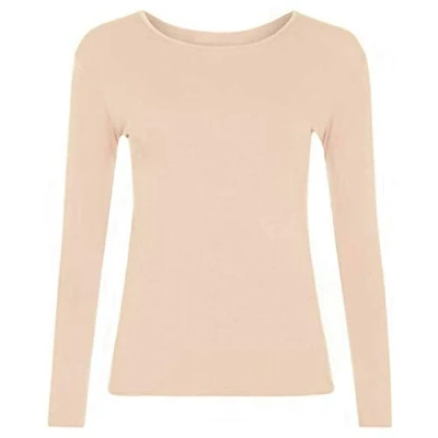 Image of Hiffy Kids Unisex Plain Basic Top Long Sleeve Girls Boys Uniform T Shirt Tops (Peach, 7 8 Years)