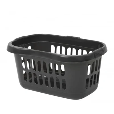 Image of Hipster Laundry Basket Strong Plastic Large Washing Clothes Storage Hamper Midnight Black (Dark Grey)