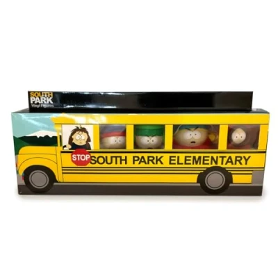 Image of South Park 2.5&quot; Vinyl Figure Collection School Bus Box. Includes Cartman, Stan, Kenny, Kyle and Butters