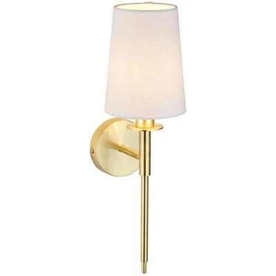 Image of Florence Wall Lamp Satin Brass Plate &amp; Vintage White Fabric