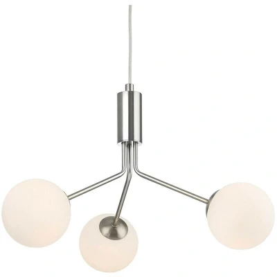 Image of Montana 3 Light Globe Fitting Brushed Steel with Opal White Glass