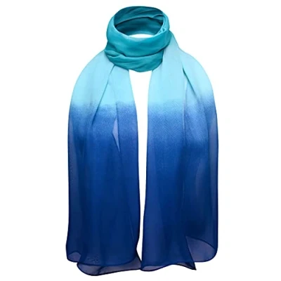 Image of Basic Sense Two tone Chiffon Scarf, Blue