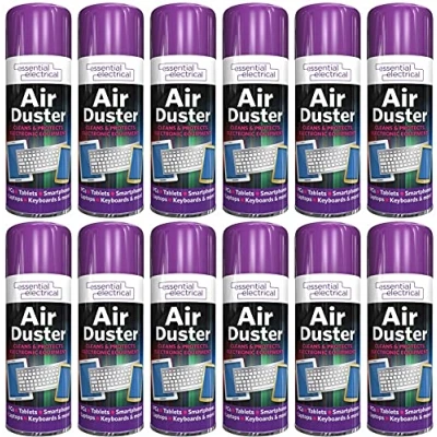 Image of Yorkshire Homeware Compressed AIR CAN Duster Spray Cleaner Clean &amp; Protects Laptop Keyboard Electronics 400ML (12 Cans)