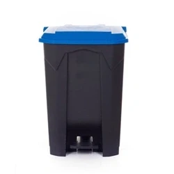 Image of Pedal Bin; 80L; Polypropylene; Grey Body &amp; Blue Lid