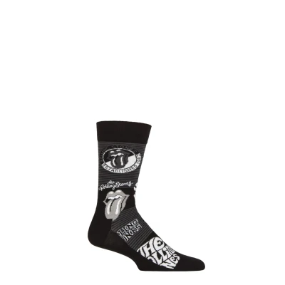 Image of SOCKSHOP Music Collection 1 Pair The Rolling Stones Cotton Socks Mono Logos One Size