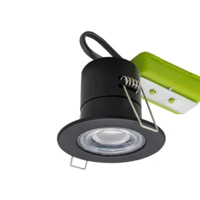 Image of Luceco F Eco Fixed Fire Rated Downlight 450Lm 5W Ip65 4000K Black Bezel