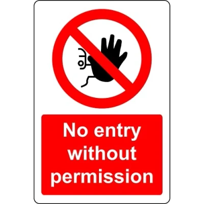 Image of No entry without permission Safety sign Self adhesive sticker (200mm x 150mm)