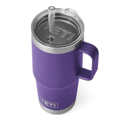 Image of YETI Rambler Straw Mug, Stainless Steel Vacuum Insulated Mug with Stronghold Lid, Peak Purple, 25 oz (739 ml)