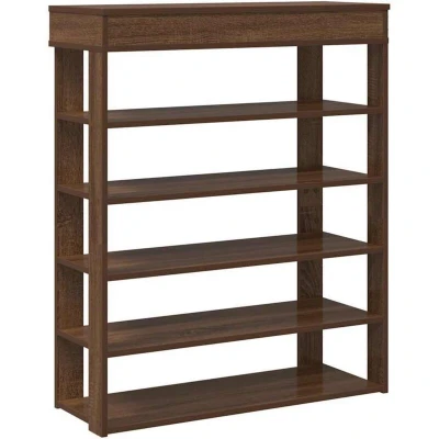 Image of vidaXL shoe rack brown oak 80x30x98 cm engineered wood modern cabinet with ample storage and display shelf