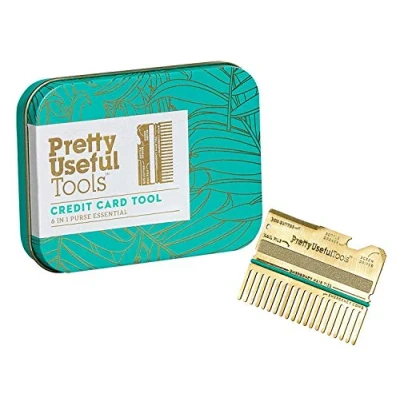 Image of Pretty Useful Tools Credit Card Tool 6 in 1 Purse Essential Bottle Opener Nail File Screwdriver Comb Box Cutter Emergency Hair Tie