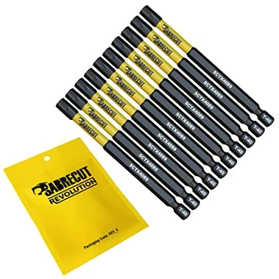 Image of 10 x SabreCut SCTX4089_10 89mm T40 TX40 Magnetic Impact Screwdriver Driver Bits Set Torx Heavy Duty Compatible with Dewalt Milwaukee Bosch Makita and More