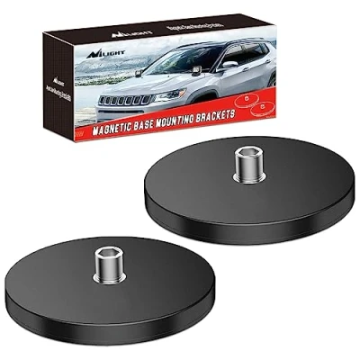 Image of Nilight 90042B 2PCS Magnetic Base LED Light Bar Mounting Brackets, Powerful Sucker Holder for Bottom Mounted Offroad Work on Hood, 2 Years Warranty