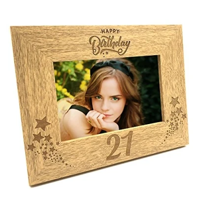 Image of ukgiftstoreonline Happy 21st Birthday Wooden Photo Frame Gift (4 x 6 Inch)