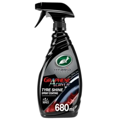 Image of Turtle Wax Hybrid Solutions Graphene Acrylic Tyre Shine Spray Coating, No Sling Dressing, Long Lasting Deep Black Shine, UV Protection &amp; Dirt Repellent, 680 ml