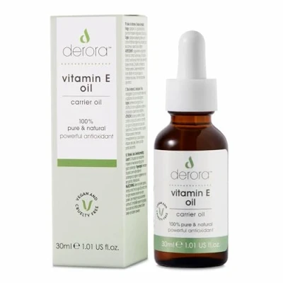 Image of Derora Vitamin E Oil Nourishes Skin, Hair &amp; Nails 100% Pure Natural 30,000IU Powerful Antioxidant For All Skin Types Vegan Cruelty Free (30ml)