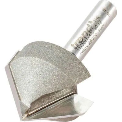 Image of Trend Professional Chamfer V Groove Cutter, 45 Degree, 1/4 Inch Shank, 27.5mm Cut Diameter &amp; 13mm Length, Tungsten Carbide Tipped, 11/30X1/4TC