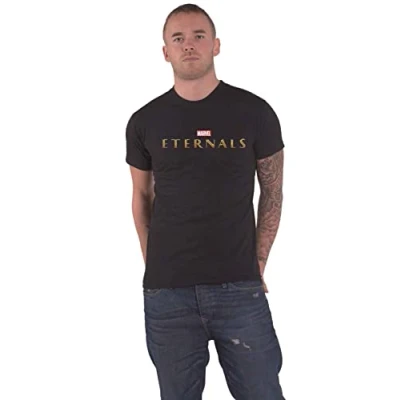 Image of Marvel Comics T Shirt Eternals Movie Logo Official Mens Black XL