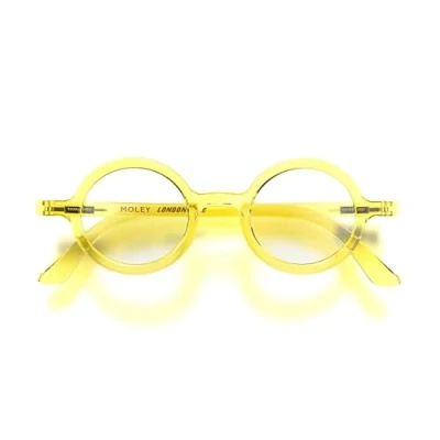 Image of LONDON MOLE Eyewear Moley Reading Glasses Round Cool Readers Stylish Men&#039;s Women&#039;s Unisex Spring Hinges Transparent Yellow + 1.5 magnification
