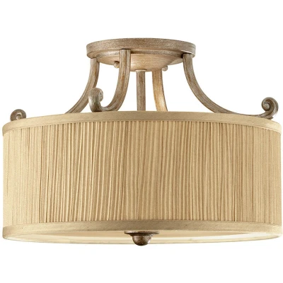 Image of Abbey 3 Light Semi Flush Ceiling Silver Sand with Shade, E27