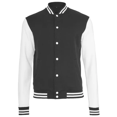 Image of Build Your Brand Men&#039;s Sweat College Jacket T Shirt, Multicolour (Blk/White 00050), M