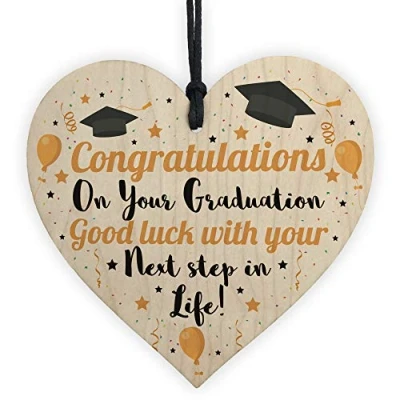 Image of RED OCEAN Congratulations On Your Graduation Wooden Heart Plaque Present Graduate Leaving Uni Univeristy Gifts