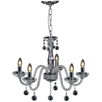 Image of Amora Pendant 5 Light E14 Polished Chrome/Crystal