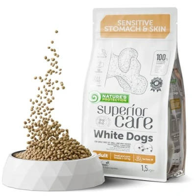 Image of Nature&#039;s Protection Superior Care High Protein Adult Dry Dog Food, Lamb &amp; Rice For White Dogs Hypoallergenic, Reduces Tear Stains, Omega 3 6, Healthy Skin Coat, 1.5kg Small Breeds