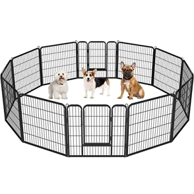 Image of Yaheetech Dog Playpen, 12 Panel Puppy Play Pen Heavy Duty Pet Exercise Fence for Garden/Yard 80cm Height