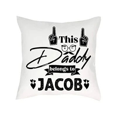 Image of Getagift Personalised This Daddy Belongs to ANY NAME Fathers Day Funny Dad Gift for Him Secret Santa Birthday Home Décor Satin Throw Pillow/Cushion. (Satin Cushion Cover)