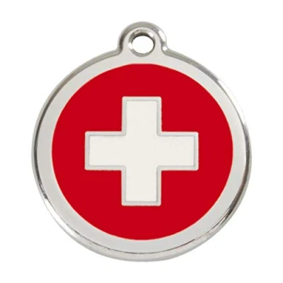 Image of Red Dingo Swiss Cross Enamel Dog Tag Medium