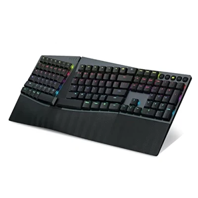 Image of Perixx PERIBOARD 835BL Wireless Ergonomic Mechanical Keyboard RGB Low Profile Blue Clicky Switches Multiple Device Connection Compatible with Windows and MacOS US Layout