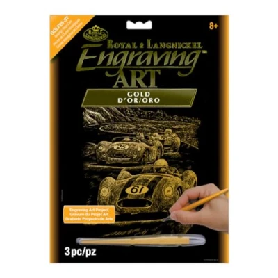 Image of Royal &amp; Langnickel Gold Engraving Art A4 Size Nostalgic Race Cars Designed Painting Set