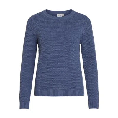 Image of Vila Women&#039;s Vidalo O Neck L/S Knit Top Noos Jumper, Bijou Blue, XL