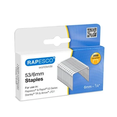 Image of Rapesco 0751 53/6 mm Galvanised Staples, Box of 2000