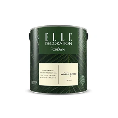 Image of ELLE Decoration by CROWN 2.5L Flat MATT Emulsion Paint White Grass No 305