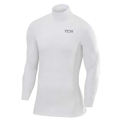 Image of TCA Men&#039;s SuperThermal Compression Base Layer Football Running Top Long Sleeve Thermal Mock Neck Pro White, XXL