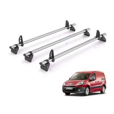 Image of Rhino Roof Rack for Citroen Berlingo (2008 2018) 3 Kammbar Fleet Bars with Loadstops GA3FL/KLS2