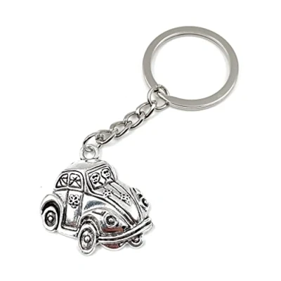 Image of Onwomania Car Beetle Keyring Metal Lucky Charm in Aluminium Gift Box, Ideal as a Gift, silver, One Size
