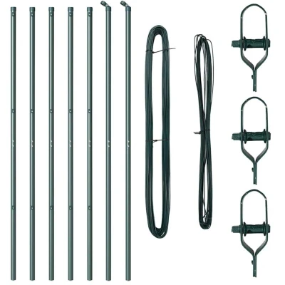 Image of vidaXL Fence Posts 7 pcs Green Ø32 mm 210 cm Galvanised Steel