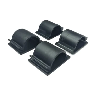 Image of 50 Pack Self Adhesive Cable Clips 16mm Management Tidy Hooks (Black)