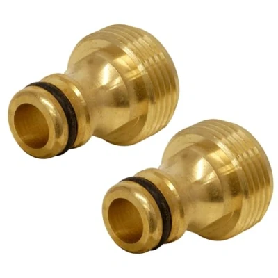 Image of Dunnet Tools 2 Pack 3/4 Inch Male Outside Tap Hose Pipe Connector Adapter Brass High Pressure Hosepipe Connectors Thread with 1/2 Quick Connect Fitting