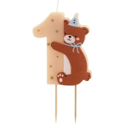 Image of Number 1 Teddy Bear Birthday Candle, 7 cm