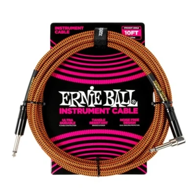 Image of Ernie Ball Braided Instrument Cable Straight/Angle 10ft Pumpkin Pie